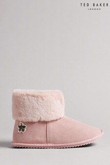 Ted Baker Dusky Pink Slippy Suede Slipper Boots