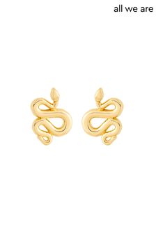 All We Are Gold Tone White Snake Stud Earrings (M94439) | 34 €