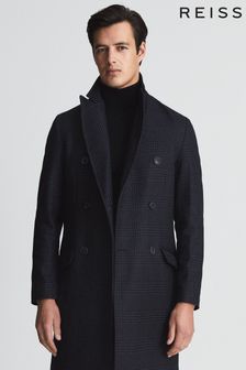 Reiss Blue Mirage Double Breasted Wool Blend Coat (M95317) | ₪ 2,349