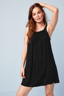Black Wide Strap Cami Mini Dress (M95362) | $30