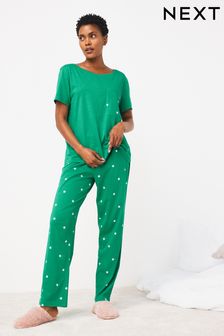 Zielona gwiazda - Bawełniana piżama z krótkim rękawem (M95400) | 73 zł