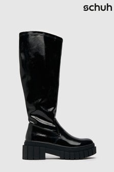 Schuh Black Dream Patent Chunky Knee Boots (M95450) | ₪ 279