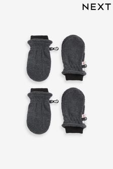 Charcoal Grey 2 Pack Fleece Mittens (3mths-6yrs) (M95618) | AED40 - AED47