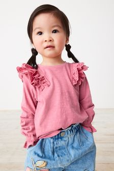 Mid Pink Broderie Frill Blouse (3mths-7yrs) (M95759) | €11.50 - €14