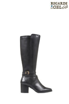 Regarde Le Ciel Black Jordan-05 Leather Knee High Boots (M95868) | $239