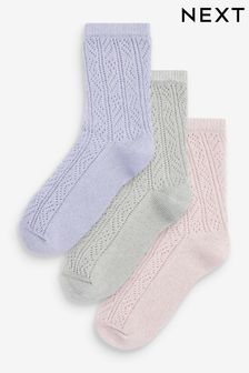Pink/Lilac Purple Sparkle Pellerine Ankle Socks 3 Pack (M95900) | €15.50