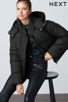 Black 2-in-1 Short Padded Hooded Jacket with Zip Off Sleeves (M96131) | 1,546 UAH