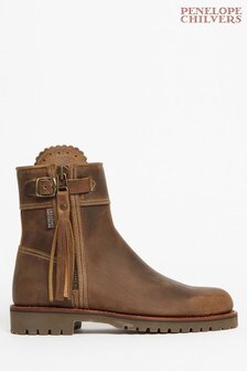 Penelope Chilvers Brown Leather Tassel Boots