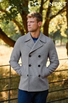 Light Grey Wool Pea Coat (M97101) | €34