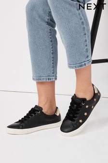 Black/Gold Regular/Wide Fit Forever Comfort® Embroidered Star Trainers (M97390) | 46 €