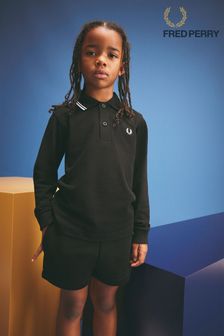 Fred Perry Kinder Langärmeliges Poloshirt mit doppelten Zierstreifen (M97391) | 83 € - 91 €