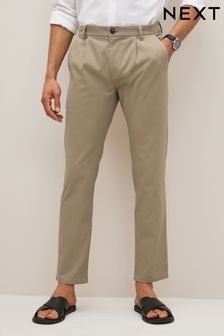 Stone Cream Slim Single Pleat Stretch Chino Trousers (M97617) | €13