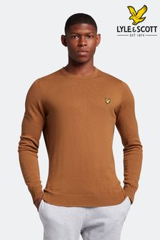 Zlat pulover iz bombaža in merino volne z okroglim ovratnikom Lyle &Scott (M97618) | €30