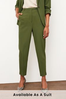 Khakigrün - Tailored Hose mit hohem Bund und schmalem Beinschnitt (M97782) | 14 €