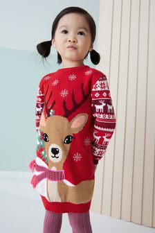 Красный - Платье-джемпер с рождественским узором (3 мес.-7 лет) (M97801) | €21 - €26