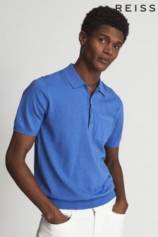 Reiss Bright Blue Ralphy Buttoned Linen Polo Shirt (M97904) | 118 €