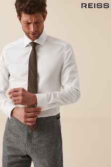 Reiss White Remote Slim Fit Cotton Sateen Shirt (M98044) | HK$1,007