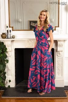 Hot Squash Womens Pink Chiffon Wrap-Top Maxi Dress (M98343) | $328