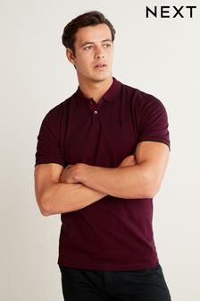 Berry Red Oxford Tipped Regular Fit Pique Polo Shirt (M98459) | ￥3,380