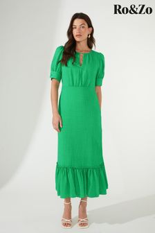Ro&Zo Green Textured Keyhole Midi Dress (M98510) | €66