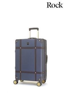Navy - Rock Luggage Vintage Medium Suitcase (M98571) | kr2 010