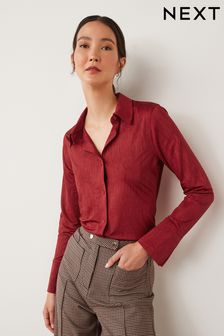 Red Long Sleeve Satin Shirt (M98966) | 71 zł