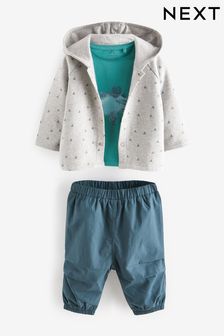 Teal Blue Baby Hooded Jacket, T-Shirt And Joggers 3 Piece Set (M99696) | 22 € - 24 €