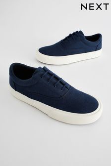 Navy Blue Canvas Oxford Lace-Up Shoes (M99724) | $34 - $49