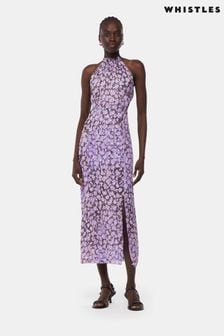 Whistles Purple Floral Metallic Dobby Dress (M99851) | 1,190 zł