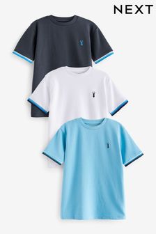 Blue/Black Tipped Short Sleeve T-Shirts 3 Pack (3-16yrs) (M99861) | €31 - €40