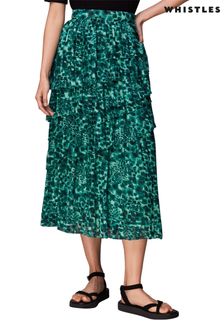 Whistles Green Watercolour Wildcat Skirt (M99870) | €164
