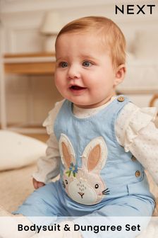 Blue Bunny Baby 2 Piece Woven Dungarees And Bodysuit (0mths-3yrs) (MC4150) | R366 - R402