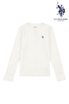 U.s. Polo Assn. Cream Cotton Cable Crew Neck Jumper (ME1364) | ‏201 ‏₪ - ‏272 ‏₪