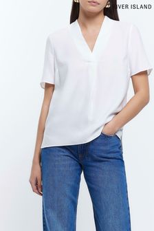 River Island V-neck White T-shirt (ML9546) | 82 zł