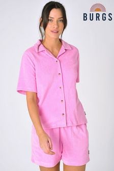 Burgs Pink Caverleigh Short Sleeve Revere Collar Towelling Shirt (N00031) | 132 zł