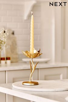 Gold Metal Flower Taper Candle Holder (N00124) | 27 €