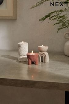 Set of 3 Natural Sculptural Textured Resin Tealight Holders (N00125) | AED97