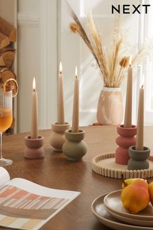 Set Of 5 Skandi Textured Tealight And Taper Candle Holders (N00128) | €26