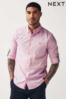 Pink Textured Trimmed Long Sleeve Shirt (N00137) | 173 QAR