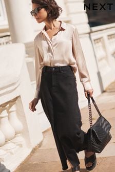 Black Denim Maxi Skirt (N00160) | 17,200 Ft