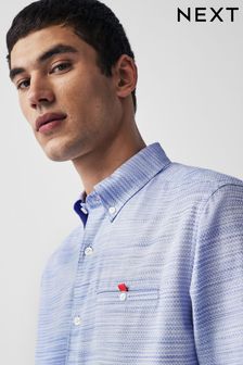 Blue Textured Long Sleeve Shirt (N00169) | R547