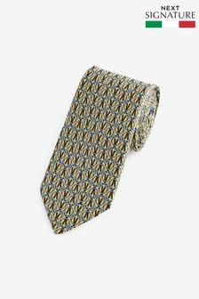 הדפס גאומטרי צהוב - עניבה מעוצבת תוצרת איטליה דגם Signature (N00249) | ‏103 ‏₪