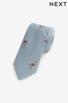 Flamingo subțire cu Albastru/Roz - Cravată cu model (N00276) | 80 LEI