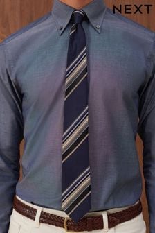 Темно-синий/бежевый-коричневый - Шелковый галстук в полоску (N00301) | €13