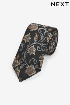 Black Wide Floral Silk Pattern Tie (N00315) | €10