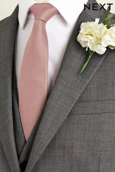 Neutral Brown Slim Textured Silk Tie (N00338) | kr290