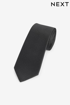 Black Textured Tie (N00352) | 49 QAR