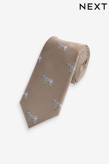 Neutral Brown Zebra Pattern Tie (N00359) | $18