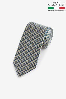 Yellow/Blue Fish Signature Made In Italy Conversational Tie (N00362) | OMR13