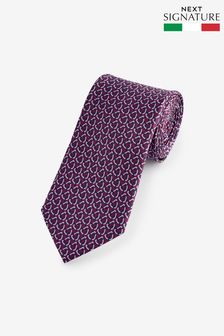Red Geometric Signature Made In Italy Design Tie (N00369) | kr490